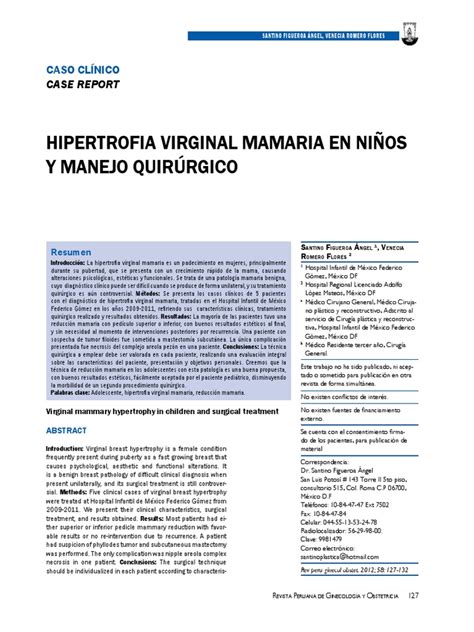 hipertrofia virginal de los senos|Hipertrofia virginal mamaria en niños y manejo quirúrgico